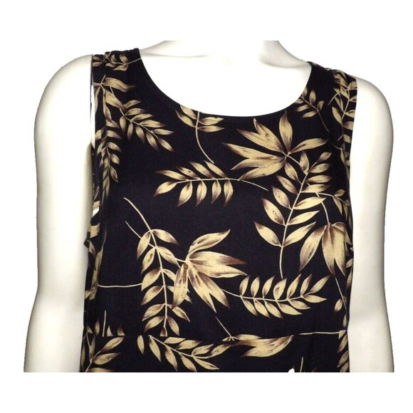 Donna Ricco DR 2 pc Black Tan Maxi Dress Tank 12 Matching Button Up Shirt Floral - Picture 7 of 16